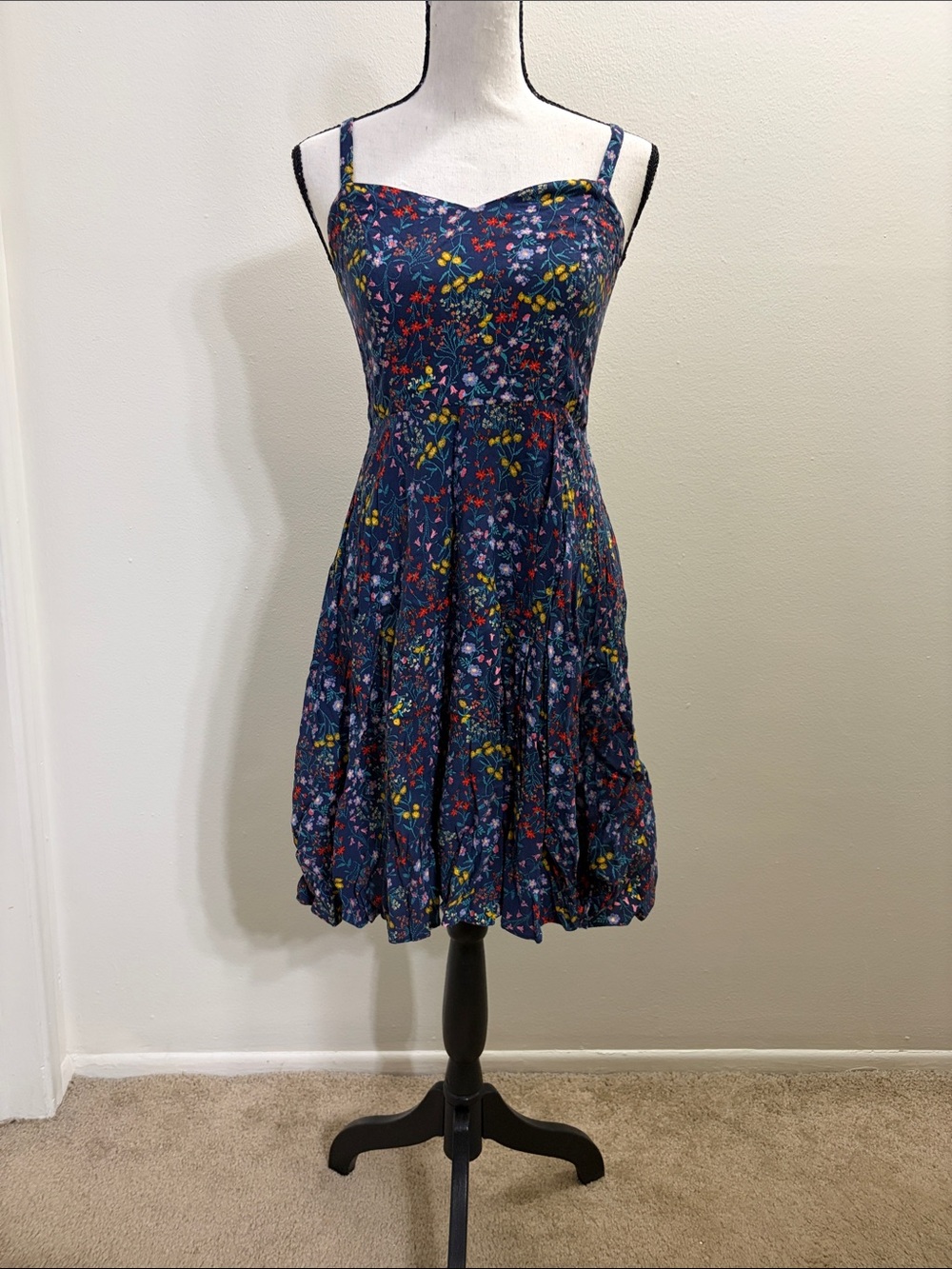 Old Navy Navy Blue Floral Mini Dress with Multicolor Print